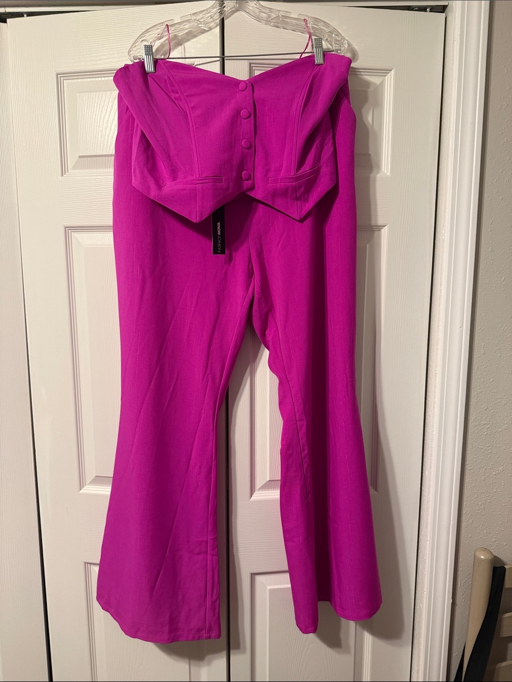 Fashion Nova Hot Pink Strapless Bustier Jumpsuit Pantsuit